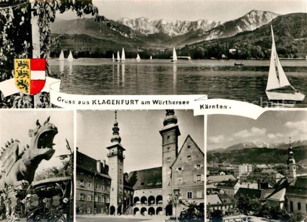 Klagenfurt Woerthersee Segeln Alpenpanorama Lindwurm Brunnen L