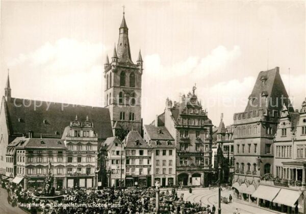 Trier Hauptmarkt mit Gangolfsturm St Gangolf