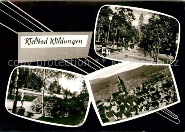 Bad Wildungen Promenade Kurpark Ortsansicht mit Kirch
