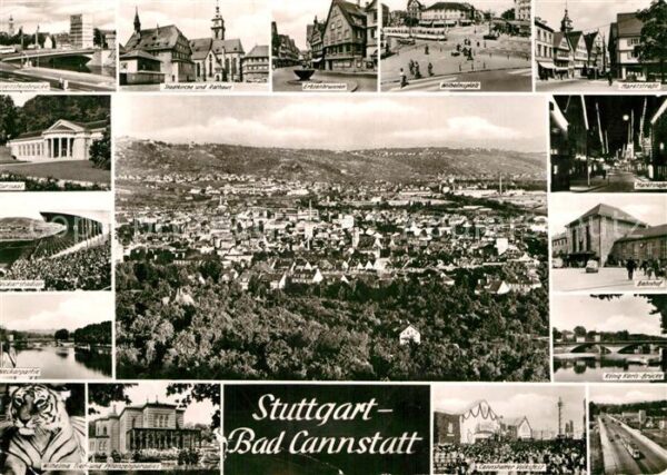 Bad Cannstatt Brücke Stadtkirche Rathaus Brunnen Plat