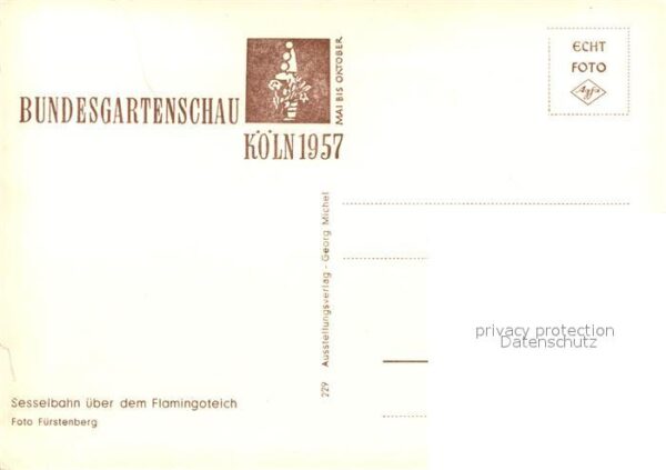 Koeln Rhein Bundesgartenschau Sesselbahn Flamingote – Bild 2