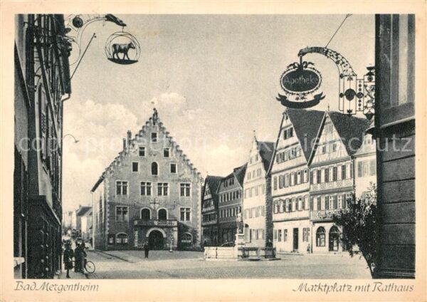 Bad Mergentheim Marktplatz mit Rathaus Apotheke Türschi