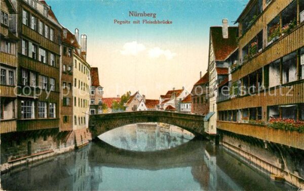 Nuernberg Pegnitz mit Fleischbrücke