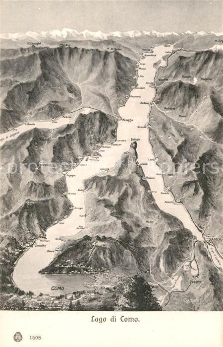 Lago di Como Comer See und Umgebung Alpen aus der Vo