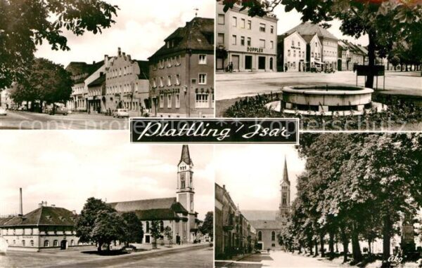 Plattling Isar Bayern Ortsmotive Kirche Brunnen