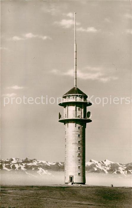 Feldberg Schwarzwald Fernsehturm mit Blick auf die Alpen