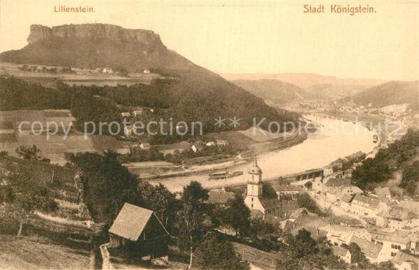 Koenigstein Saechsische Schweiz Panorama Elbe Lilienstein Tafelberg Elb