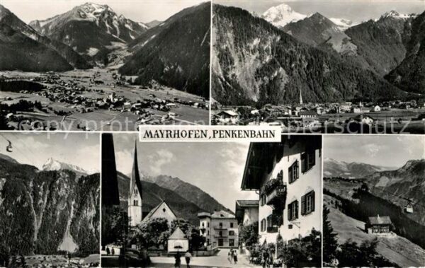 Mayrhofen Zillertal Gesamtansicht mit Alpenpanorama Ortsmot