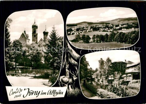 Isny Allgaeu Partie am Bach Kirche Turm Landschaftsp