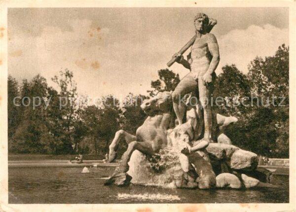 Muenchen Neptunbrunnen Kupfertiefdruck