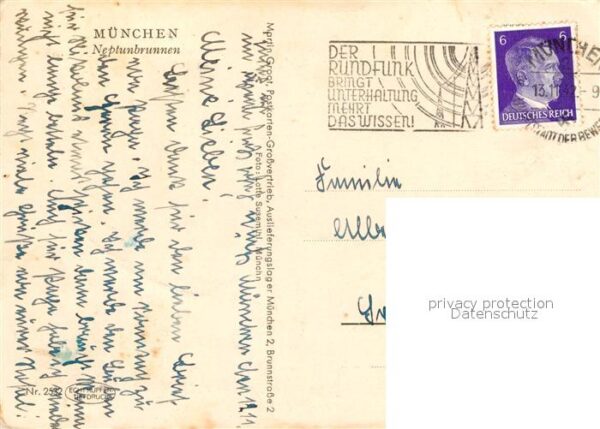 Muenchen Neptunbrunnen Kupfertiefdruck – Bild 2