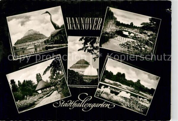 Hannover Stadthallengarten Kranich Statue Teich