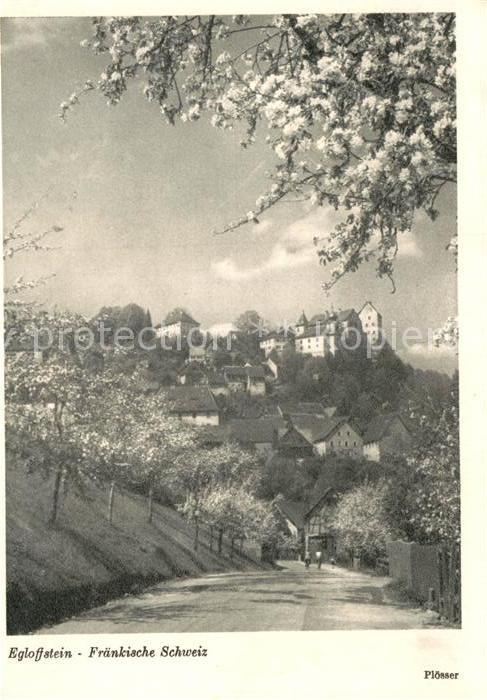 Egloffstein Baumblüte Ortsstrasse mit Blick zum Sch