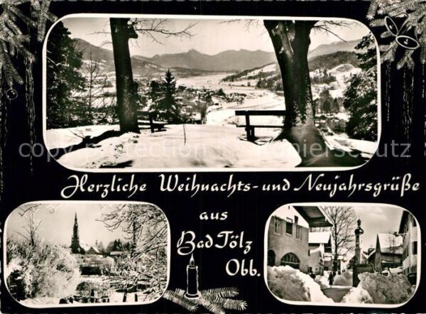 Bad Toelz Winterpanorama Ortsmotiv mit Kirche Wei