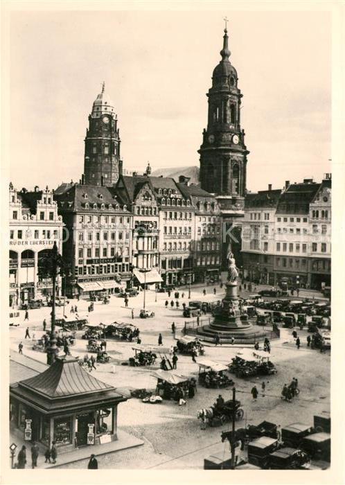 Dresden Altmarkt mit Kreuzkirche Rathausturm vo