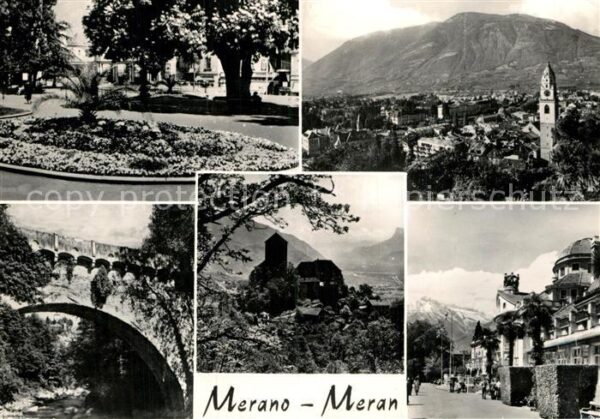 Meran Merano Panorama Kurpark Schloss Tirol Brücke K