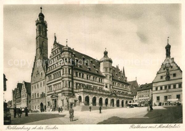 Rothenburg Tauber Rathaus mit Marktplatz