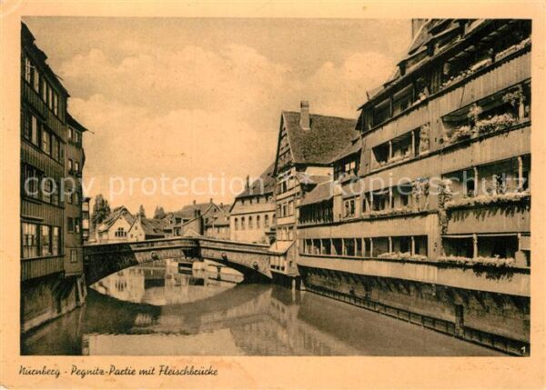 Nuernberg Häuserpartie an der Pegnitz mit Fleisch