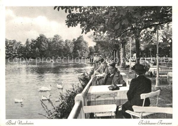 Bad Nauheim Teichhaus Gaststätte Terrasse Schwäne
