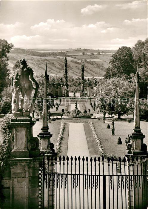 Weikersheim Schloss Blick vom Rittersaal in den Par