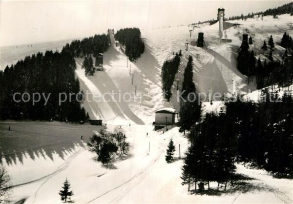Oberwiesenthal Erzgebirge Blick auf die Sprungschanzen Skispringe