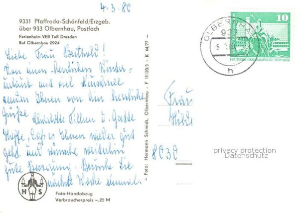 Schoenfeld Pfaffroda Ferienheim VEB TuR Dresden im Winter – Bild 2
