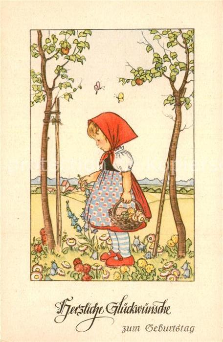 Geburtstag Glückwunsch Kind Blumen Schmetterlinge