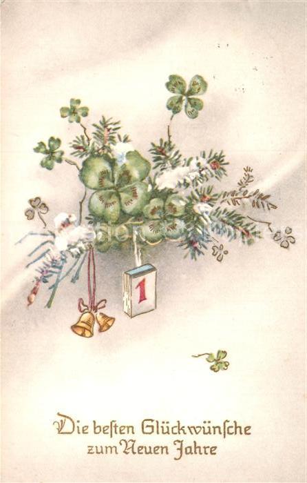Neujahr Kleeblatt Glocken