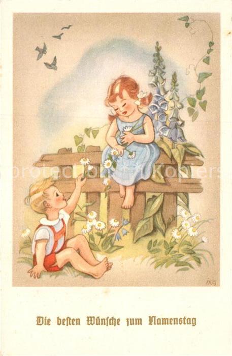Namenstag Namenskarte Glückwunsch Kinder Gänseblümchen