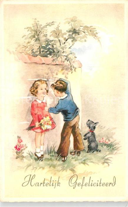 Glueckwunsch Kinder Blumen Hund