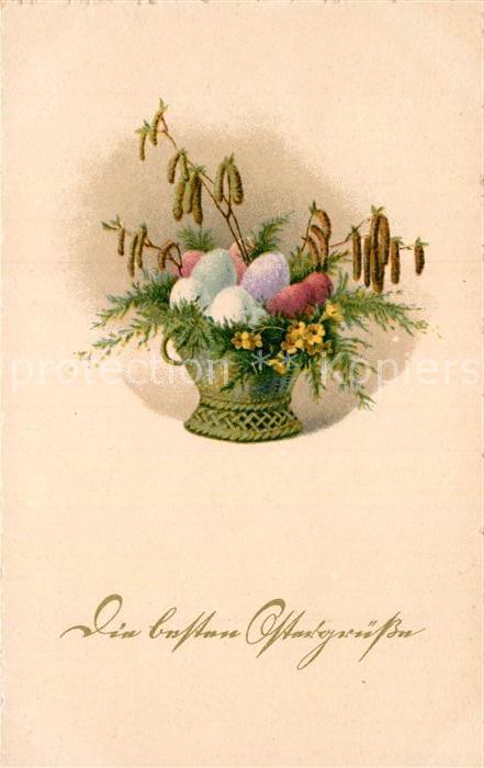 Ostern Easter Paques Osterkorb Ostereier Litho
