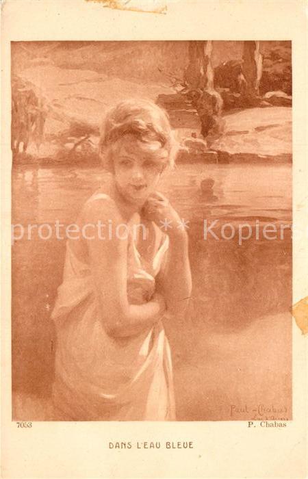 Kuenstlerkarte Paul Chabas Dans l'Eau Bleue