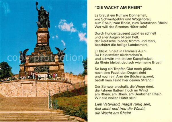 Gedicht auf AK Die Wacht am Rhein Rüdesheim Niederwald