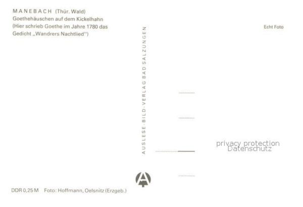 Goethe Johann Wolfgang von Wandrers Nachtlied Goethehäuschen Kicke – Bild 2