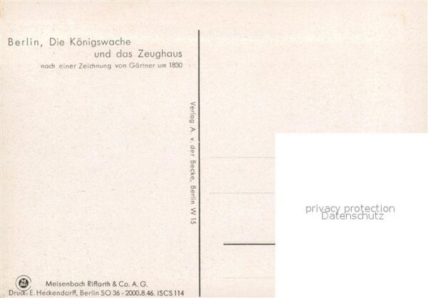 Kuenstlerkarte Gärtner Berlin Königswache Zeughaus um – Bild 2