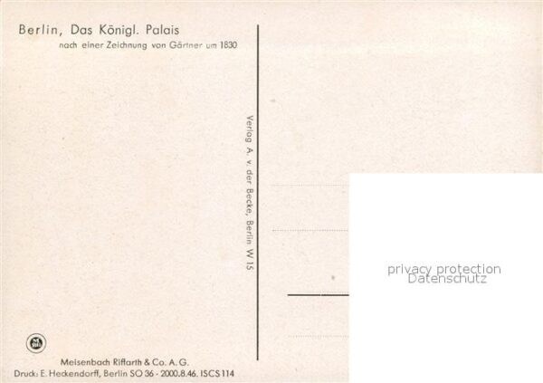 Kuenstlerkarte Gärtner Berlin Königliches Palais um 18 – Bild 2