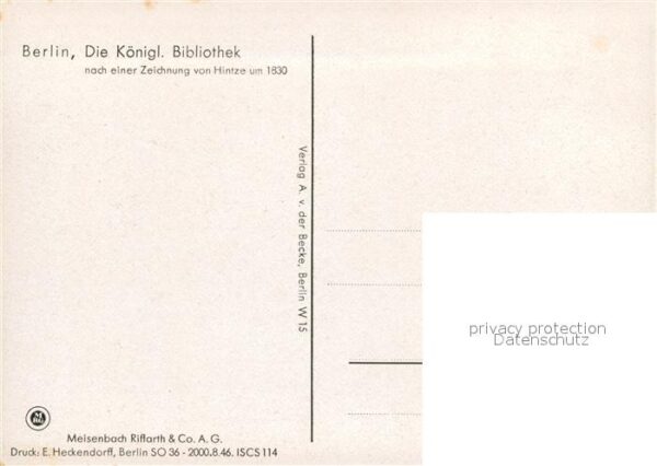 Kuenstlerkarte Hintze Berlin Königliche Bibliothek um – Bild 2
