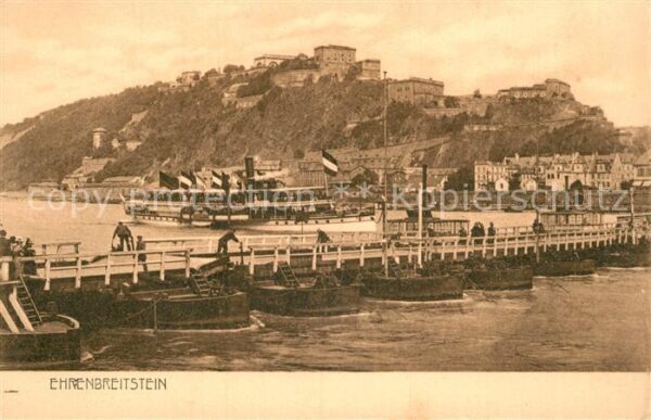 Koblenz Rhein Festung Ehrenbreitstein Schiffbrücke