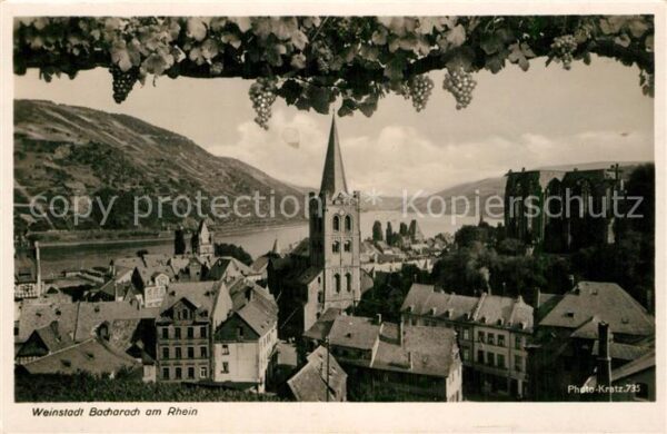 Bacharach Rhein Teilansicht mit Kirche
