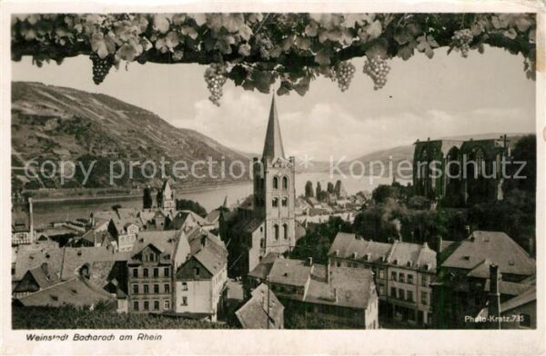 Bacharach Rhein Teilansicht mit Kirche