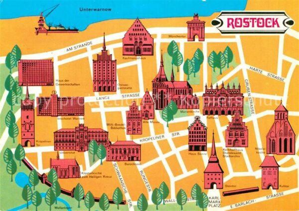 Rostock Stadtplan Illustration