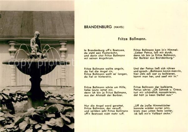 Brandenburg Havel Fritze Bollmann Gedicht und Brunnen