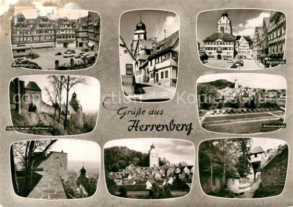 Herrenberg Wuerttemberg Marktplatz Hacktor Stadtmauer Schwimbad