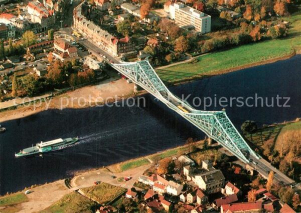 Dresden Fliegeraufnahme Elbe-Brücke Blaue-Wunde