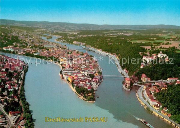 Passau Fliegeraufnahme Dreiflüssestadt Inn Don