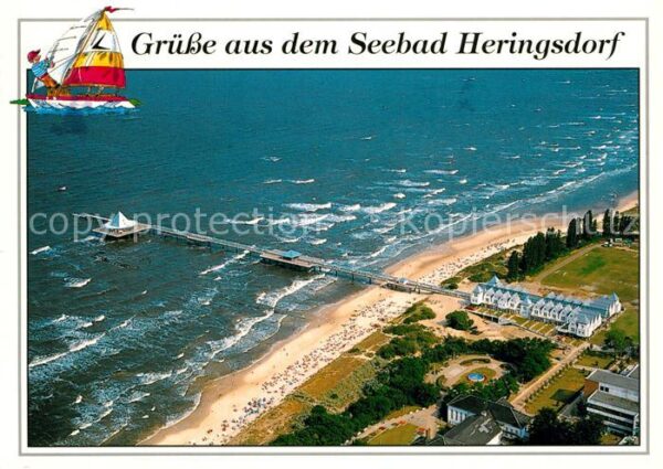Heringsdorf Ostseebad Usedom Fliegeraufnahme mit Strand und Seebrück