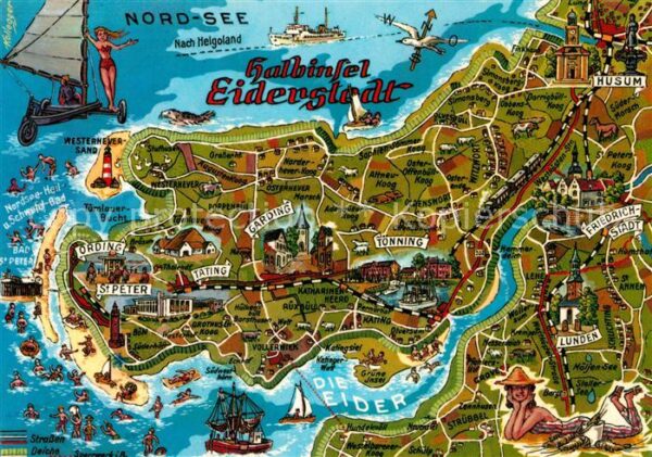 Eiderstedt Halbinsel Landkarte mit Sehenswürdigkei