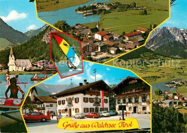 Walchsee Tirol Marktplatz Kirche Alpen Fliegeraufnahme