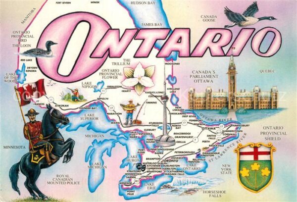 Ontario Canada Map Parliament Royal Canadian Mounted P