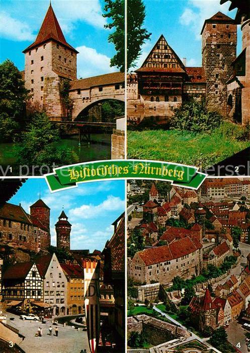 Nuernberg Haller Tor und Kettensteg Weinstadel Dü